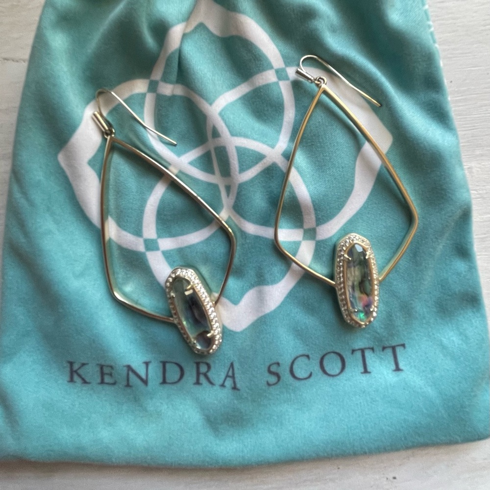 Kendra Scott Arianna Gold Drop Earrings in Abalone Shell - Picture 2 of 4
